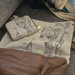 Loungefly Brown and Cream Groot Shoulder Bag